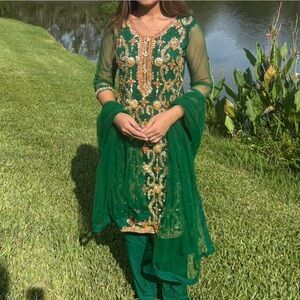 Embellished Green Indian/Pakistani Dress